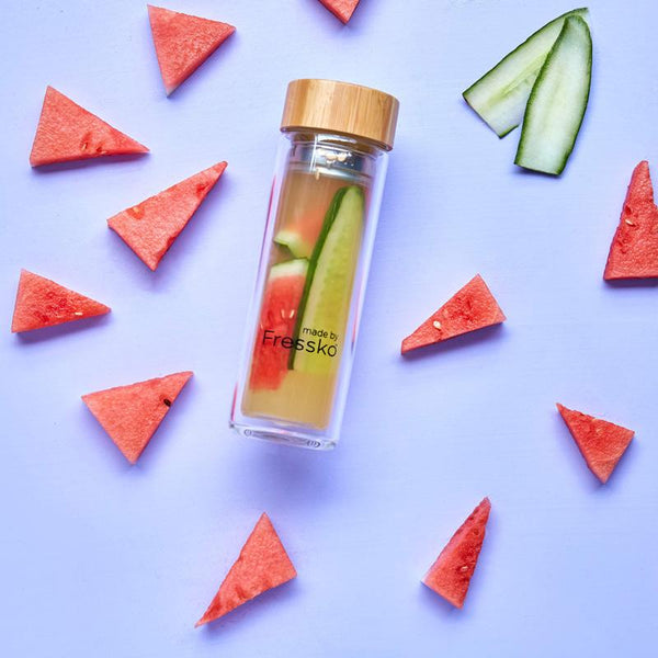 Watermelon and cucmber fruit water in Fressko TOUR glass flask